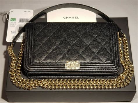 chanel woc black gold|Chanel wallet on chain boy.